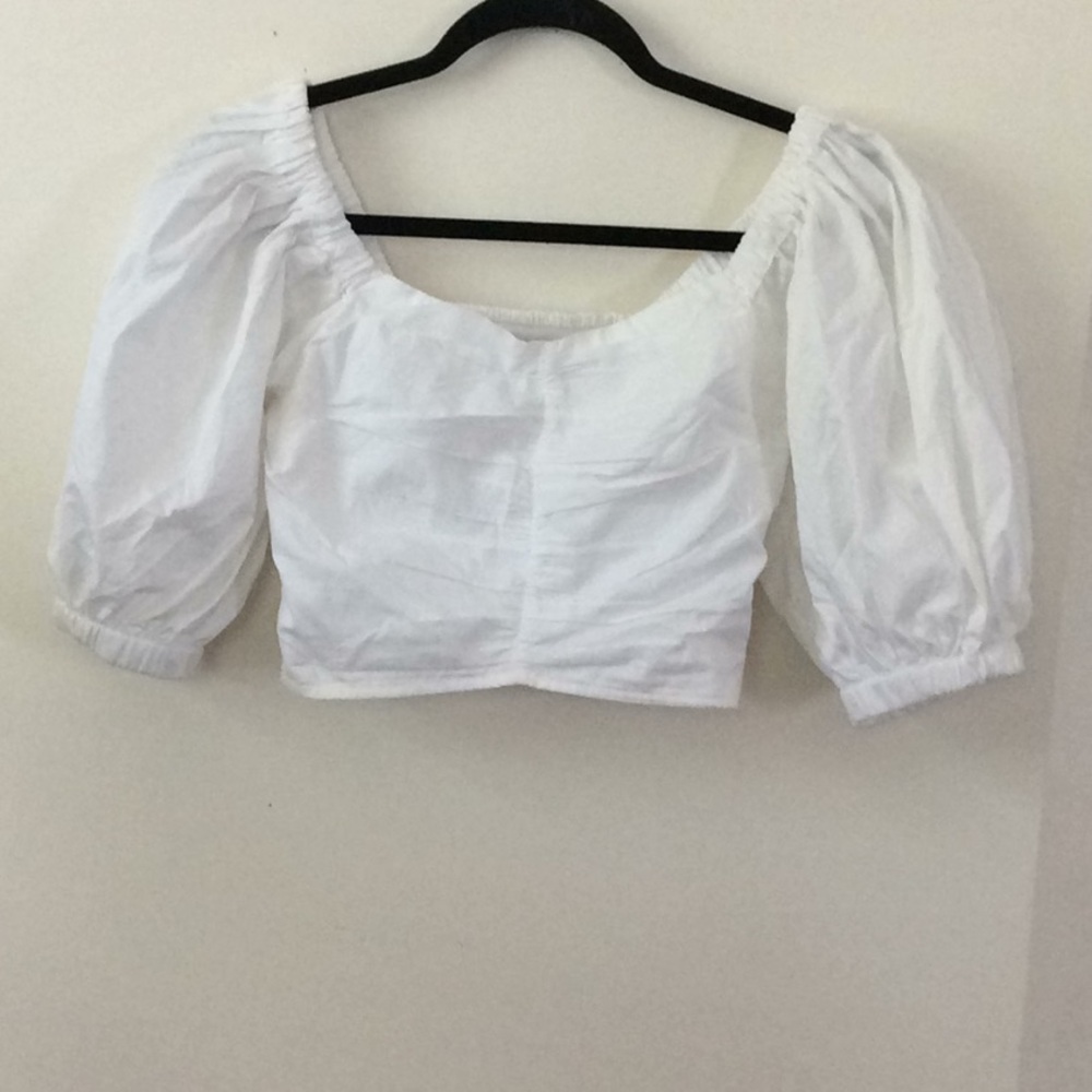 White Puff Sleeve Women's Top